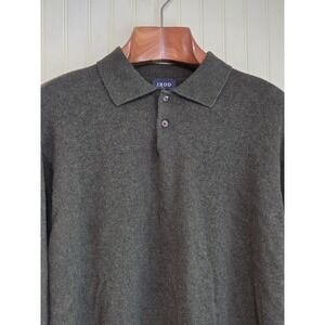 IZOD Sweater Mens Large Green Cotton Long Sleeve Polo Knit Pullover Shirt